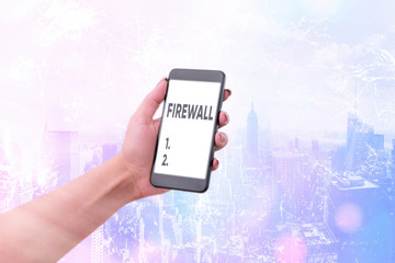 Word writing text Firewall. Business photo showcasing protect network or system from unauthorized...