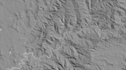 Mohale's Hoek, Lesotho - outlined. Grayscale