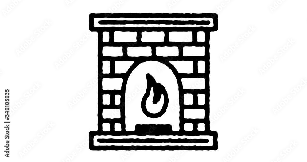 Poster hand drawn doodle icon animation for winter vacation to use as video design element. minimalistic sy