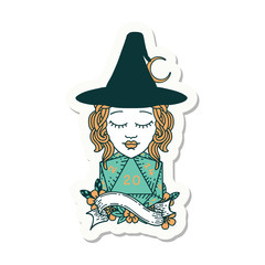human mage with natural 20 D20 dice roll sticker