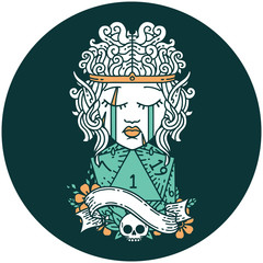 crying elf barbarian character face natural one d20 roll icon