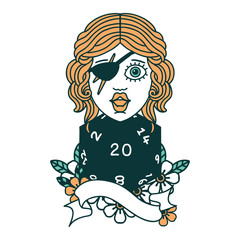 human rogue with natural 20 dice roll illustration