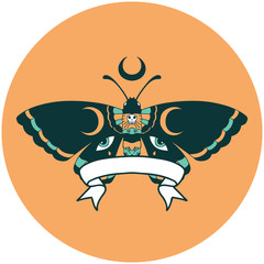 icon with banner of a moth