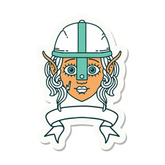 elf fighter character face with banner sticker
