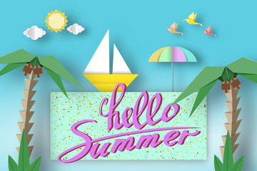 Hello Summer Cute  Paper Symbols.