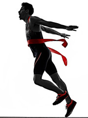 young man athletics runner running sprinter sprinting isolated white background