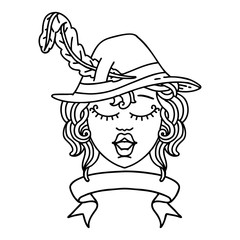 human singing bard character with banner illustration