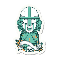 crying orc fighter character face with natural one D20 roll sticker