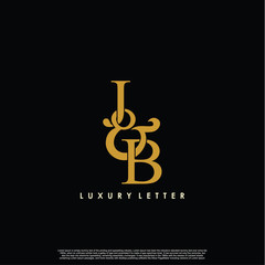 Obraz premium Initial letter J & B JB luxury art vector mark logo, gold color on black background.