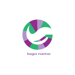 letter G logo illustration of a leaf, colorful circle vector design