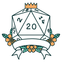 natural 20 critical hit D20 dice roll illustration