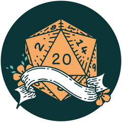 natural twenty D20 dice roll icon