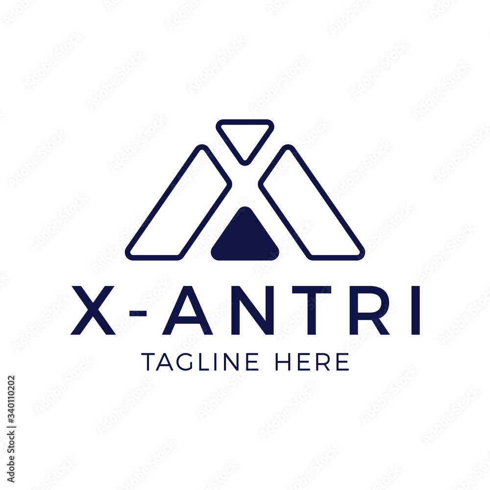 Poster xa monogram logo with hexagon shape and line rounded style design template isolated on white backgro