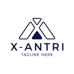 XA monogram logo with hexagon shape and line rounded style design template isolated on white background