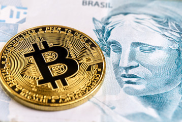 bitcoin and currency of brazil, concept of Trading Brokers for Brazil - 2020, Brazilian virtual...