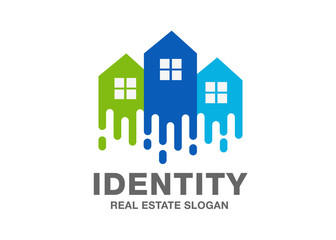 House Paint Logo Design Concept Vector. Colorful Home Logo Vector Template