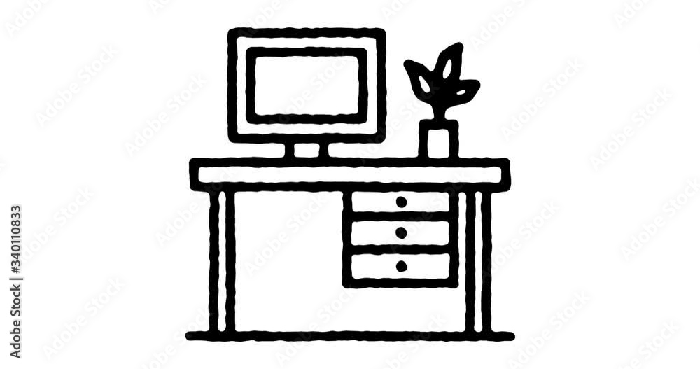 Aufkleber hand drawn doodle icon animation for home office account to use as video design element. minimalisti