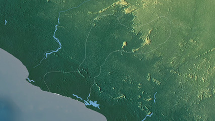 Margibi, Liberia - outlined. Relief © Yarr65