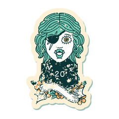 orc rogue character with natural twenty dice roll illustration