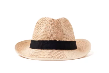 Foto op Canvas Vintage straw hat for women fashion on summer isolated on withe background with clipping path © VIEWVEAR