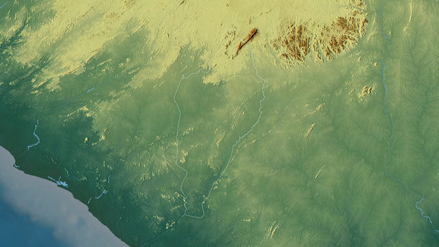 Nimba, Liberia - outlined. Relief