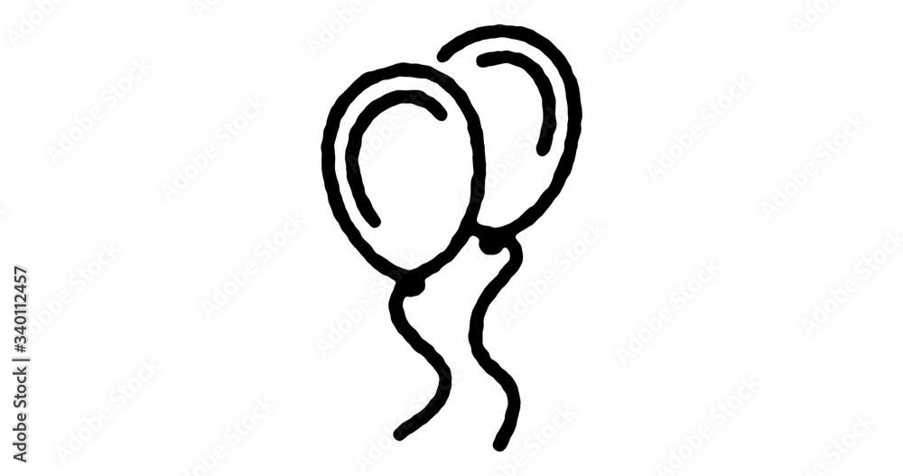 Poster hand drawn doodle icon animation for party time to use as video design element. minimalistic symbol 
