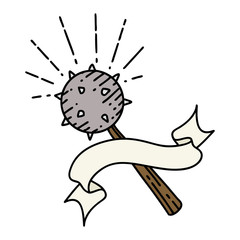banner with tattoo style medieval mace