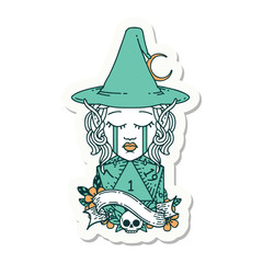 crying elf mage character face with natural one D20 roll sticker