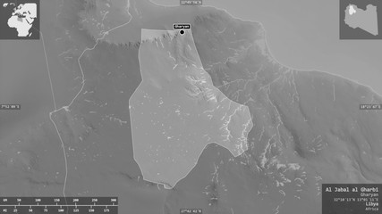 Al Jabal al Gharbi, Libya - composition. Grayscale