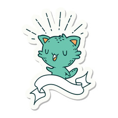 sticker of tattoo style happy cat