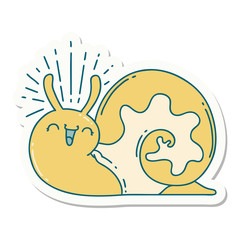 sticker of tattoo style happy snail