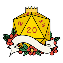 natural twenty D20 dice roll illustration