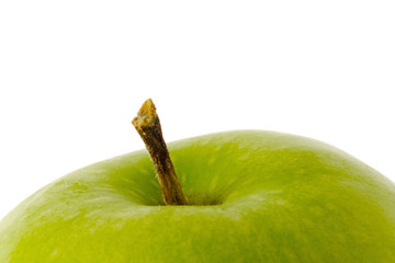 Close up green Apple granny smith isolated on white background – macro shoot