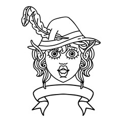 elf bard character face with banner illustration