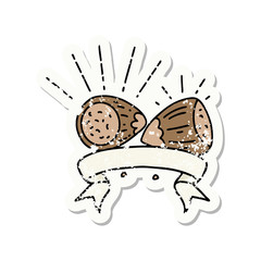 grunge sticker of tattoo style hazelnuts