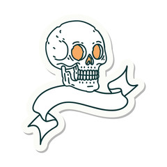 tattoo sticker with banner of a skull