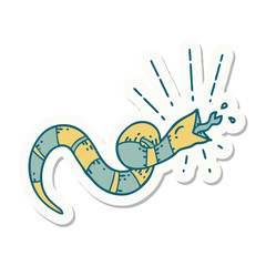 sticker of tattoo style hissing snake