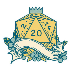 natural twenty D20 dice roll illustration