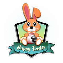Happy Easter. Easter rabbit with billiard ball