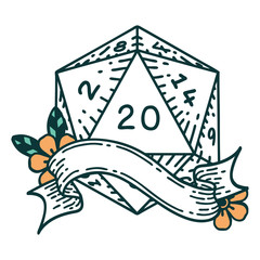 natural twenty D20 dice roll illustration