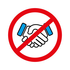 Stop handshake symbol, avoid covid-19. Design vector illustration 