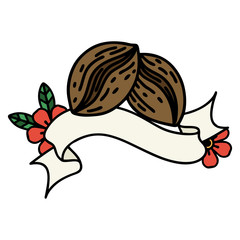 tattoo with banner of coffee beans