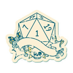 natural one d20 dice roll illustration