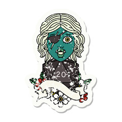 half orc rogue with natural twenty dice roll illustration