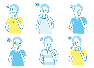 悩む　シニア男性　夏服　セット