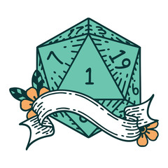 natural one d20 dice roll illustration