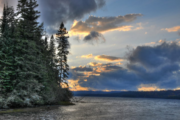 Sunset over Lake of Two Rivers Algonquin Park Ontario Canada