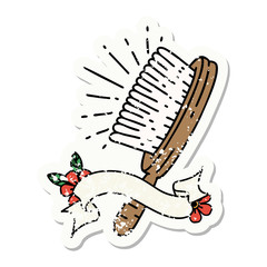 grunge sticker of tattoo style hairbrush