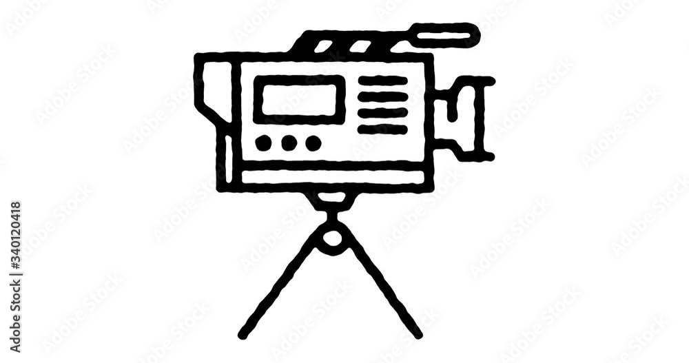 Poster hand drawn doodle icon animation for movie director to use as video design element. minimalistic sym