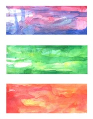 Watercolor background illustration three multi-colored pattern mixed colors